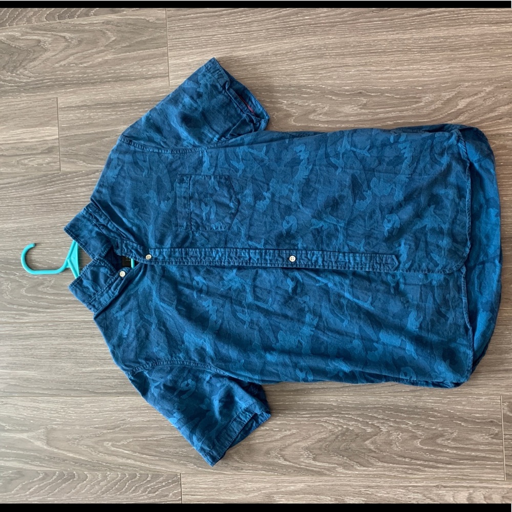 Jachs NY Camo Blue Short Sleeve Buttondown